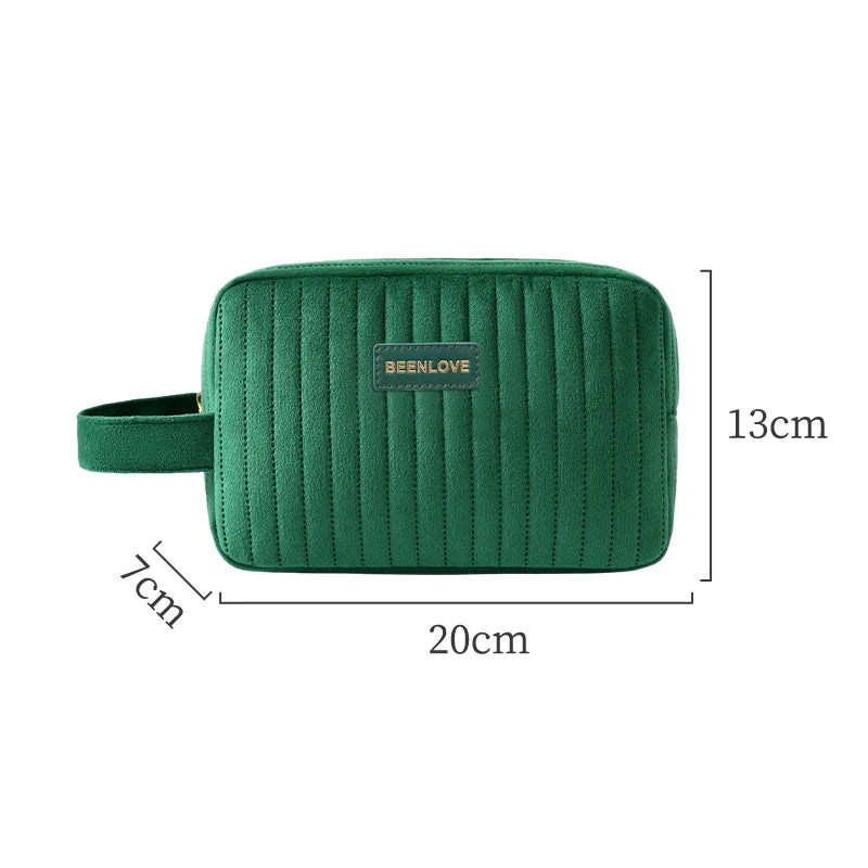 Custom Velvet Cosmetic Bags with Logo — Zipper Closure, Embroidery & Woven Labels