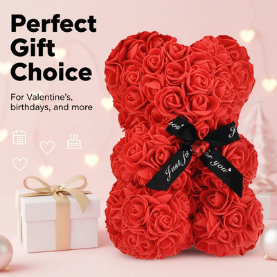 Wholesale Artificial Rose Bear with Handmade Eternal Flower Teddy Bear for Valentine's Day Mother's Day Gift with Box