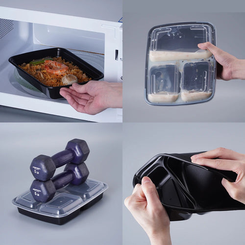 3-Compartment Food Container 33oz | PP Plastic | 15,000 MOQ | Custom