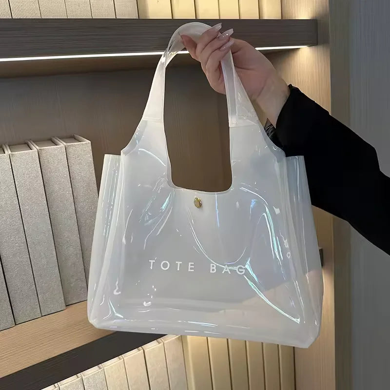 Custom Transparent PVC Tote Bags with Logo | MOQ 100 Pieces
