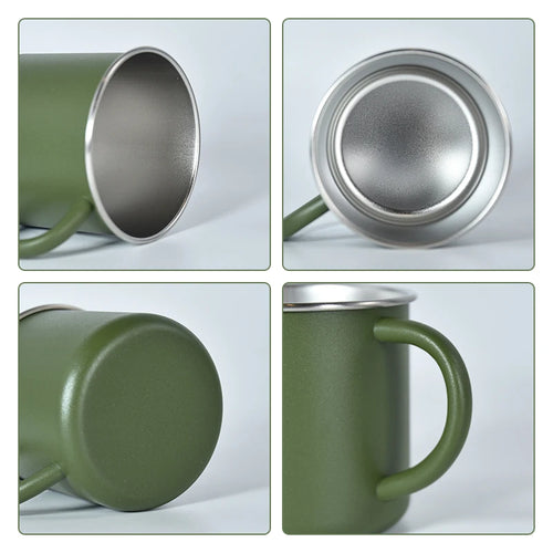 Custom 400ml Stainless Steel Camping Mug | 120 Pcs MOQ Powder Coated
