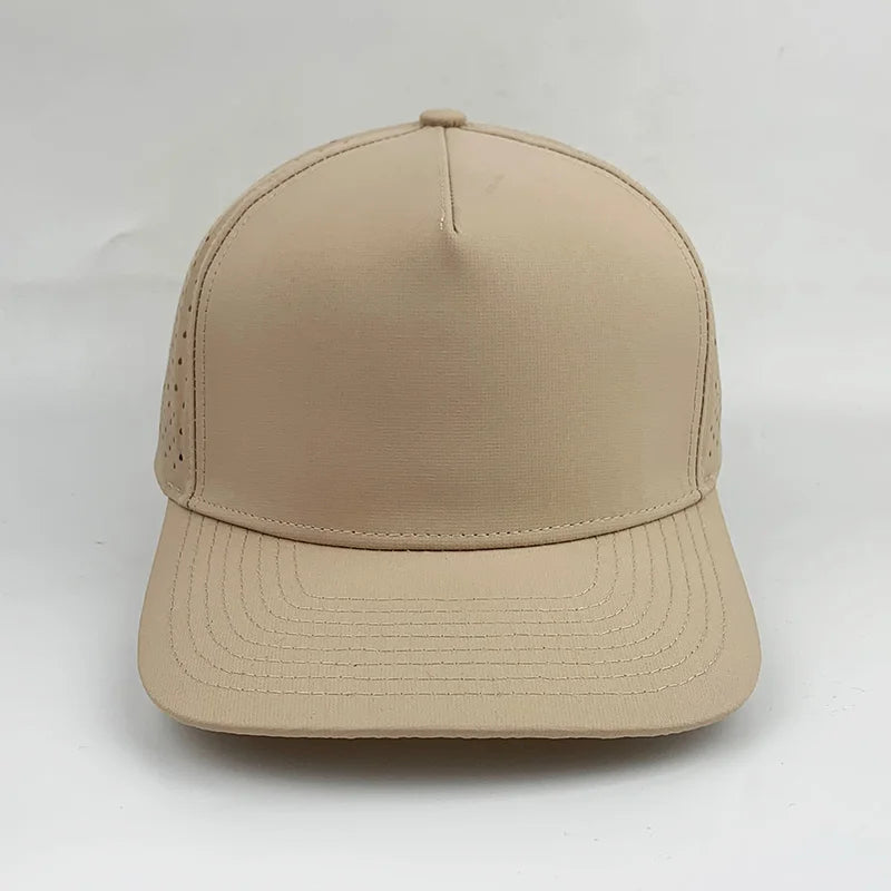 Waterproof Golf Hats Club Company Customized Sports 5 Panel Baseball Cap Hydro Breathable Rope with Rubber/PVC Logo Gorras