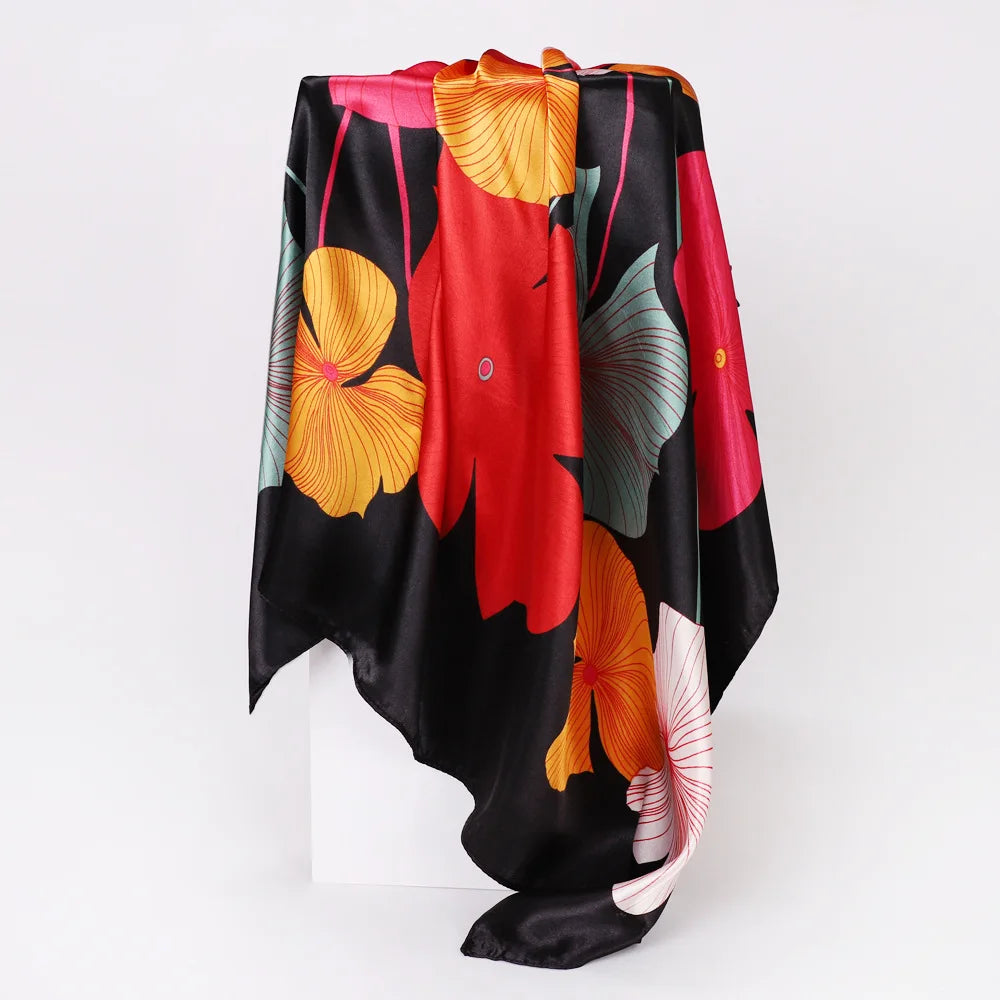 Custom Printed 90cm Square Scarf | 10 Pcs MOQ Wholesale Silk/Polyester Shawl