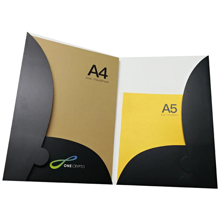 Custom A4 A5 Paper Presentation Folders 300gsm with CMYK Pantone Printing | Bulk Corporate Branding for Trade Shows & Onboarding
