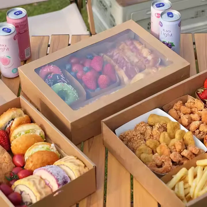 Custom Kraft Paper Window Pastry Box | Recycled Biodegradable Takeaway Box