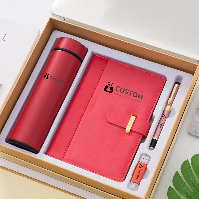 Custom Corporate Gift Set Book & Thermos | 100 Pcs MOQ Trade Show Gift