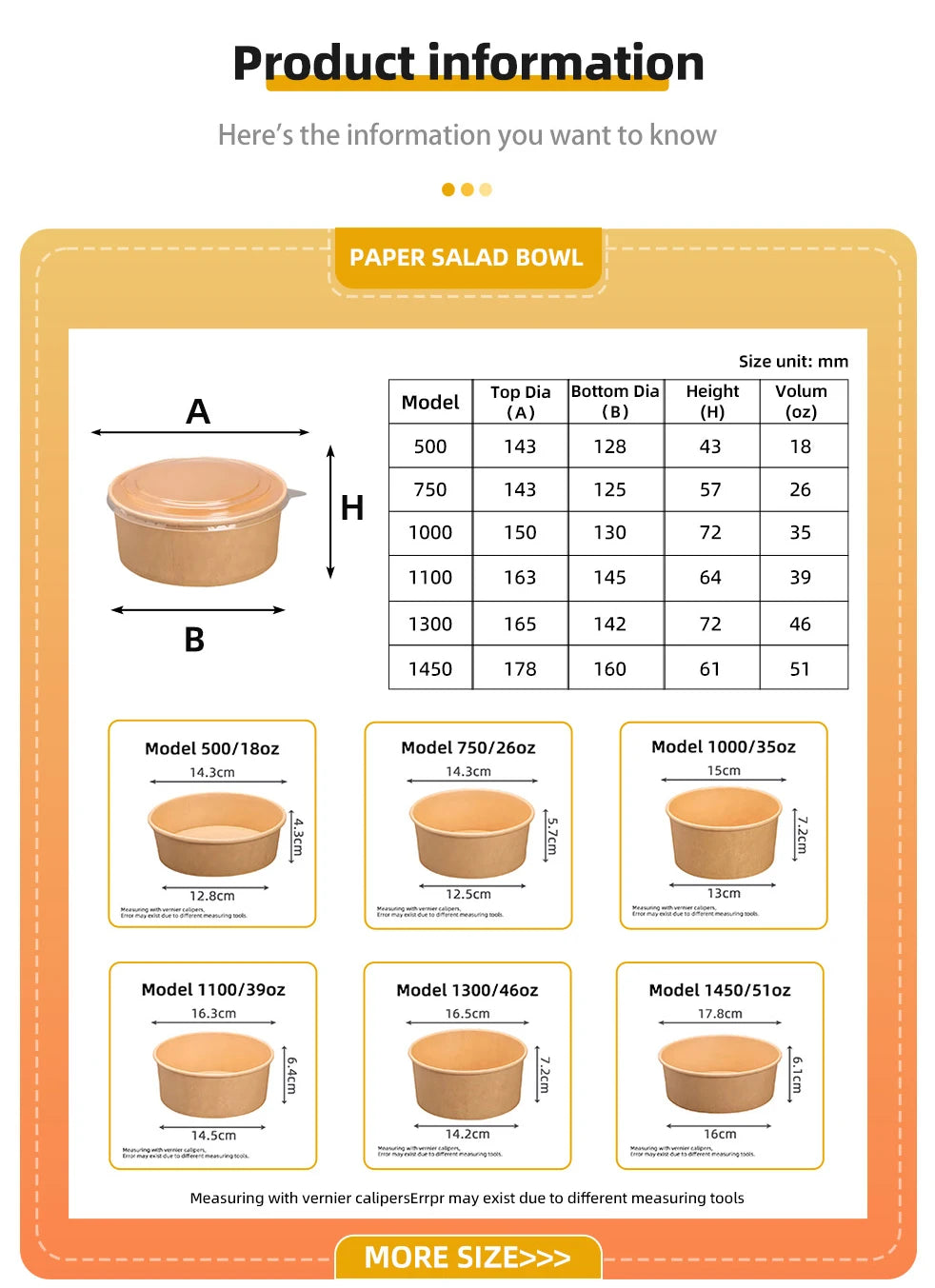 Custom Kraft Paper Bowls with Logo | 750ml Biodegradable Disposable