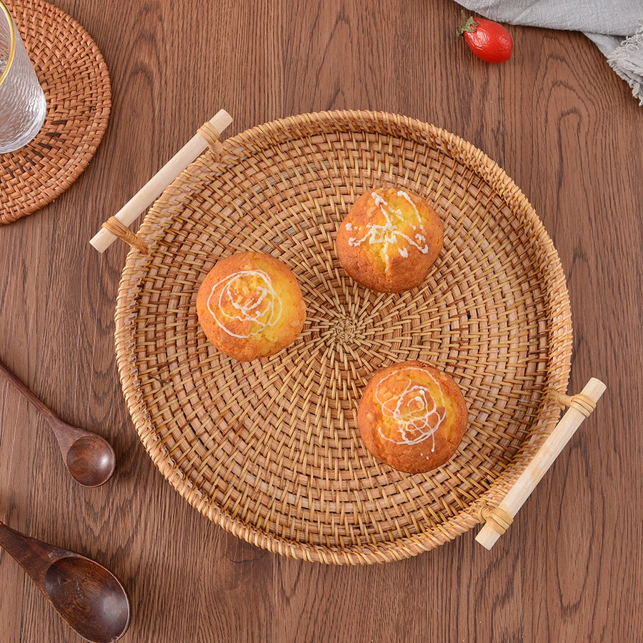 Custom Rattan Floating Breakfast Tray | 5 Piece MOQ | Hotel Pool Service