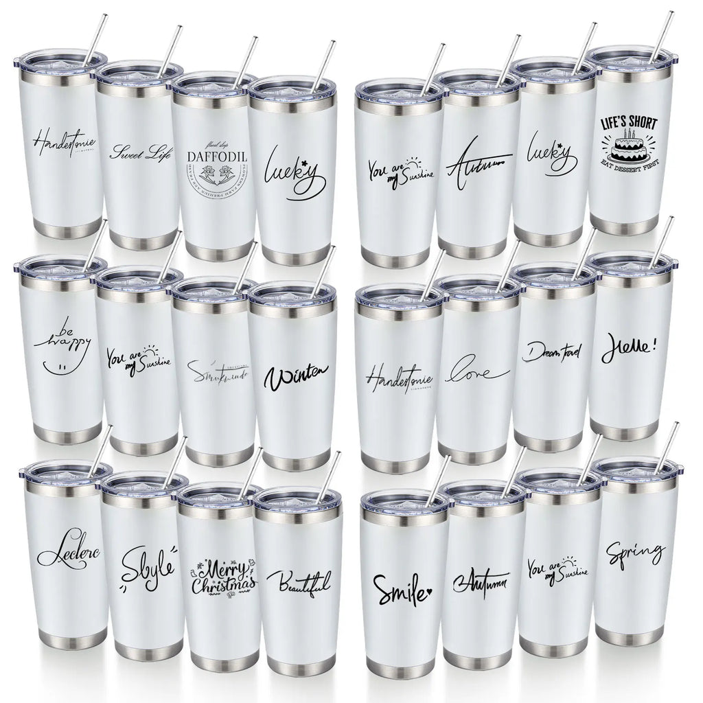 20oz Powder Coated Stainless Steel Tumbler with Lid and Straw Hole for Coffee, Travel and Laser Engraving