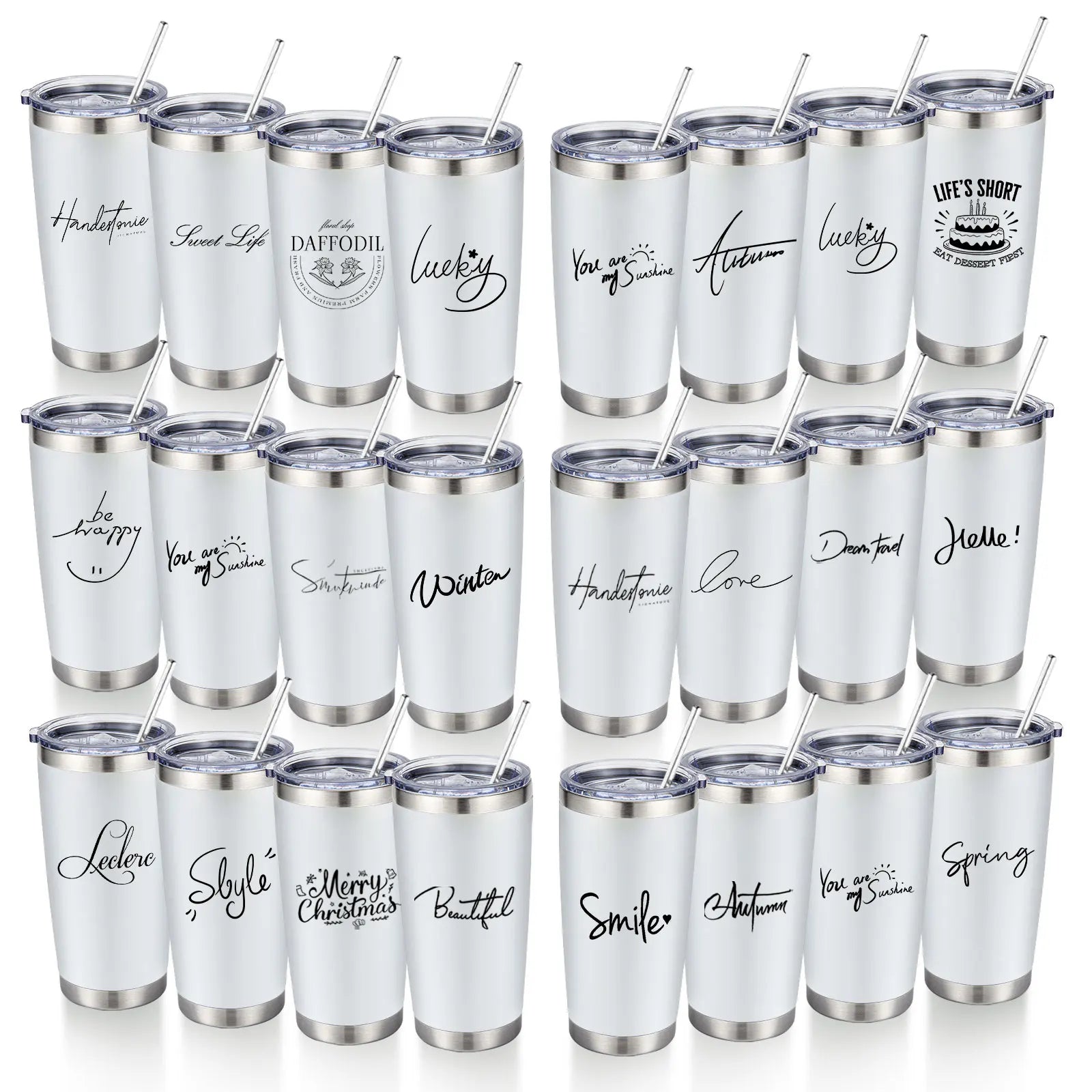20oz Powder Coated Stainless Steel Tumbler with Lid and Straw Hole for Coffee, Travel and Laser Engraving