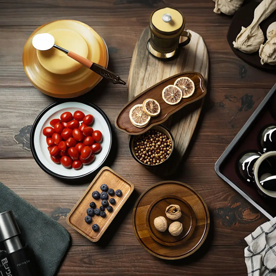 Custom Acacia Wood Tray — 1 MOQ, Engraving, Eco-Friendly