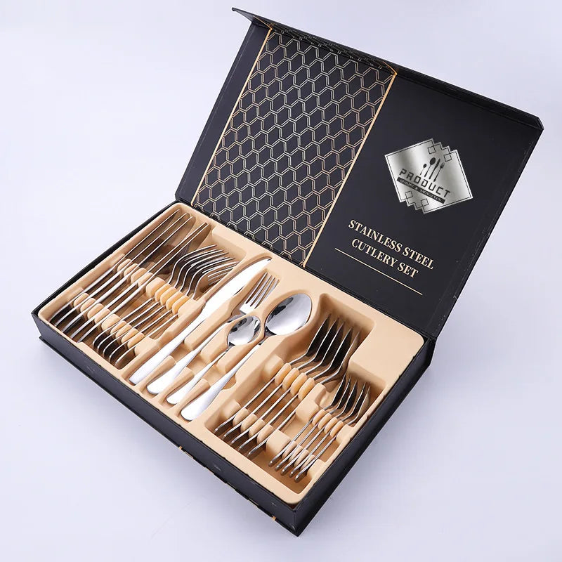 24-Piece Stainless Steel Cutlery Set | Mirror Polish | 40-Day Lead