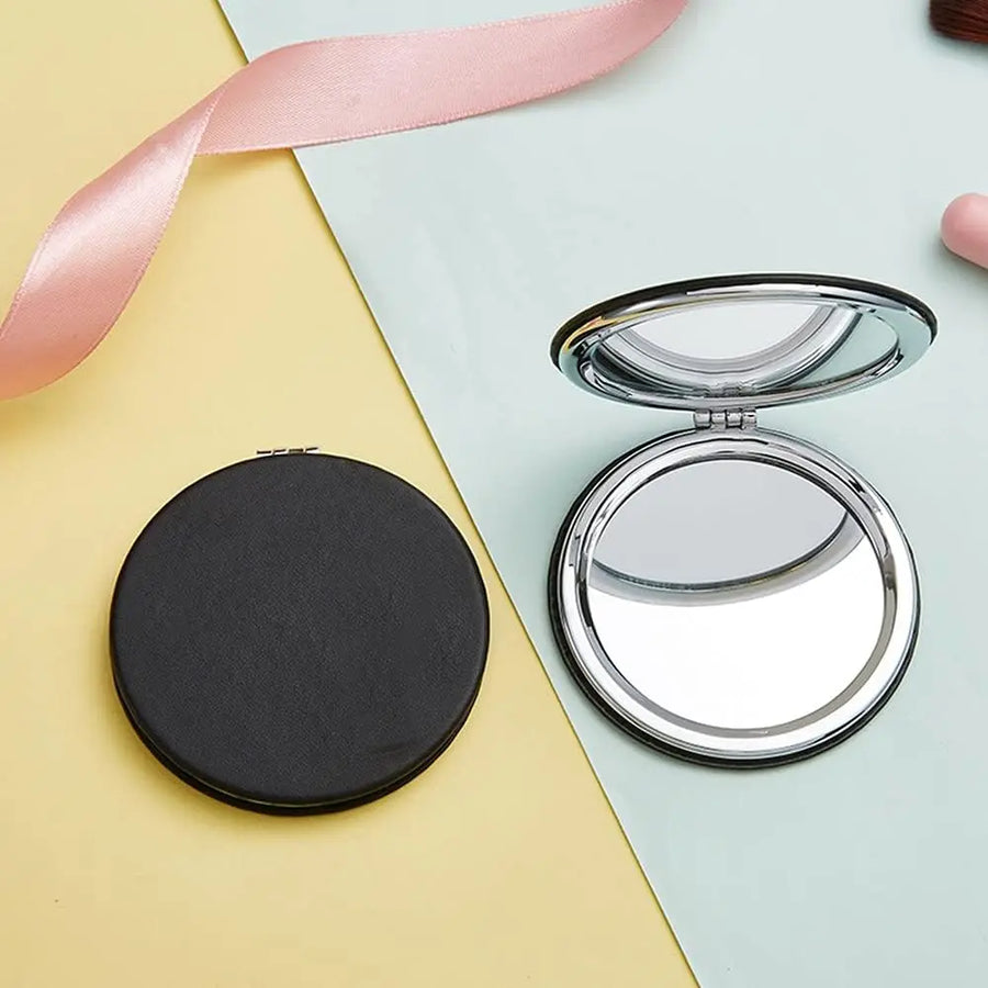 PU Leather Pocket Mirrors | Double-Sided with Logo | Custom