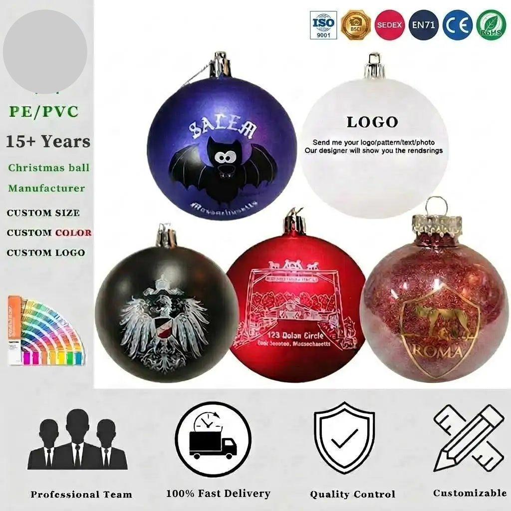 Custom Christmas Ornament Balls Wholesale | Personalized Logo 1-4 Color Print