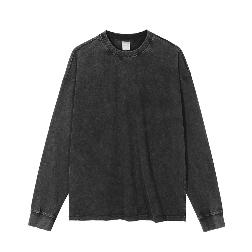 Oversized 310g Acid Washed Cotton Long Sleeve T-Shirt | Custom Printing | Vintage