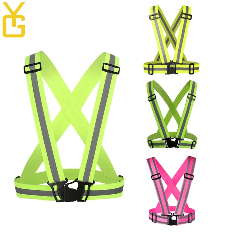 High-Vis Reflective Safety Belt | R>330 cd/lx.m2 | Adjustable Elastic | 1 MOQ | Custom Logo