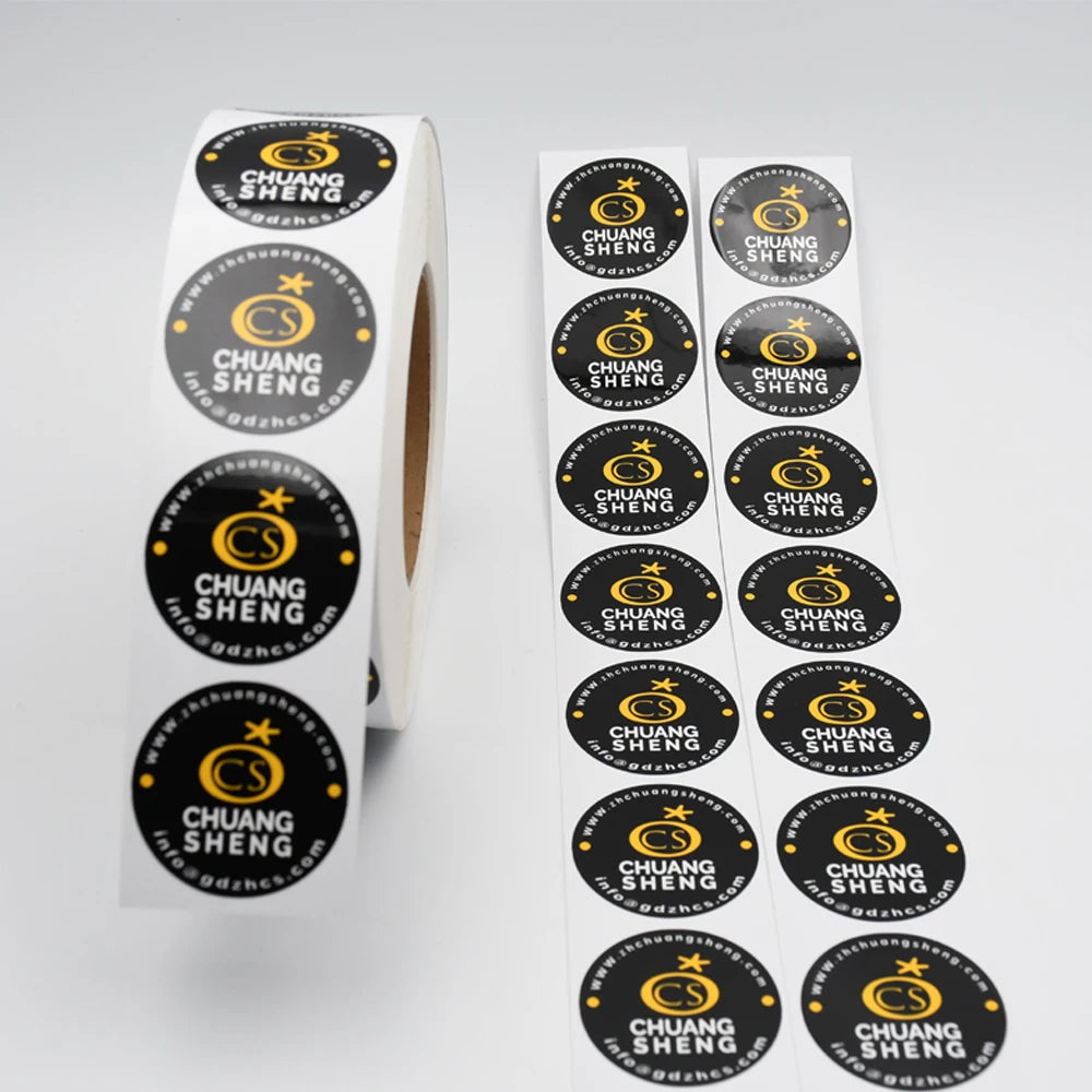 Custom Round Label Stickers with Logo | Waterproof PVC Bulk MOQ 100