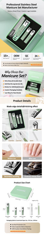 Custom Stainless Steel Manicure Set | Gift Box | MOQ 3 Sets