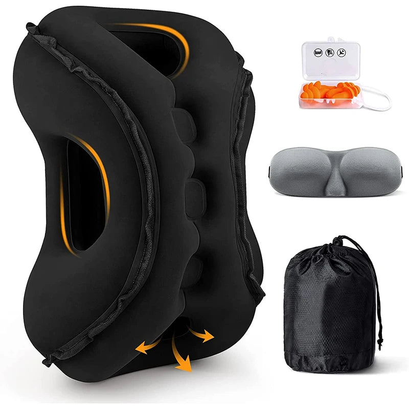 Custom Logo Inflatable Neck Travel Pillow for Airplane Sleeping