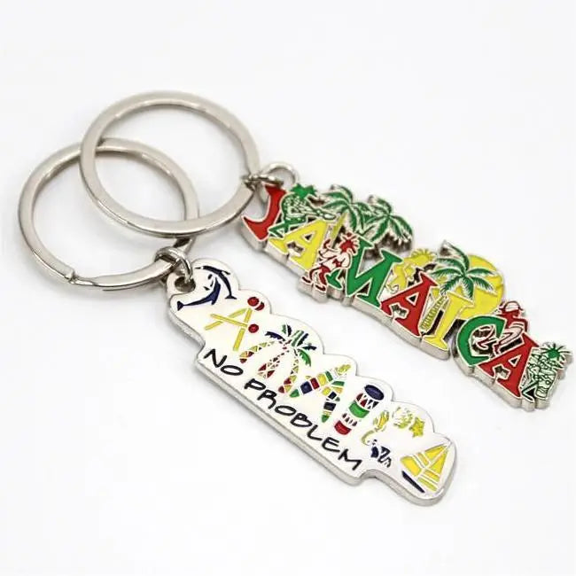 Custom Jamaica Themed Keychains with Logo | Zinc Alloy Enamel