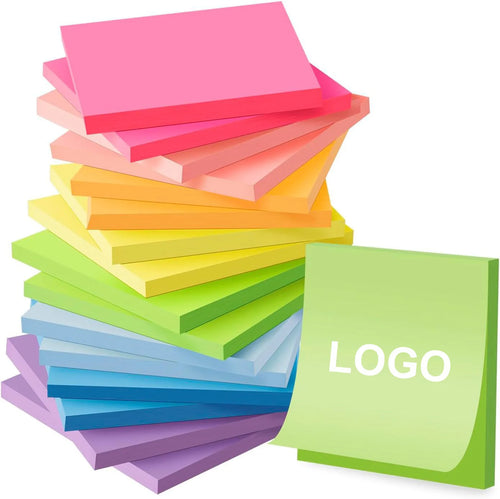 Custom 3x3 Sticky Note Pads: 100 Sheets, 8 Colors, Digital/Silk Screen Print, Repositionable