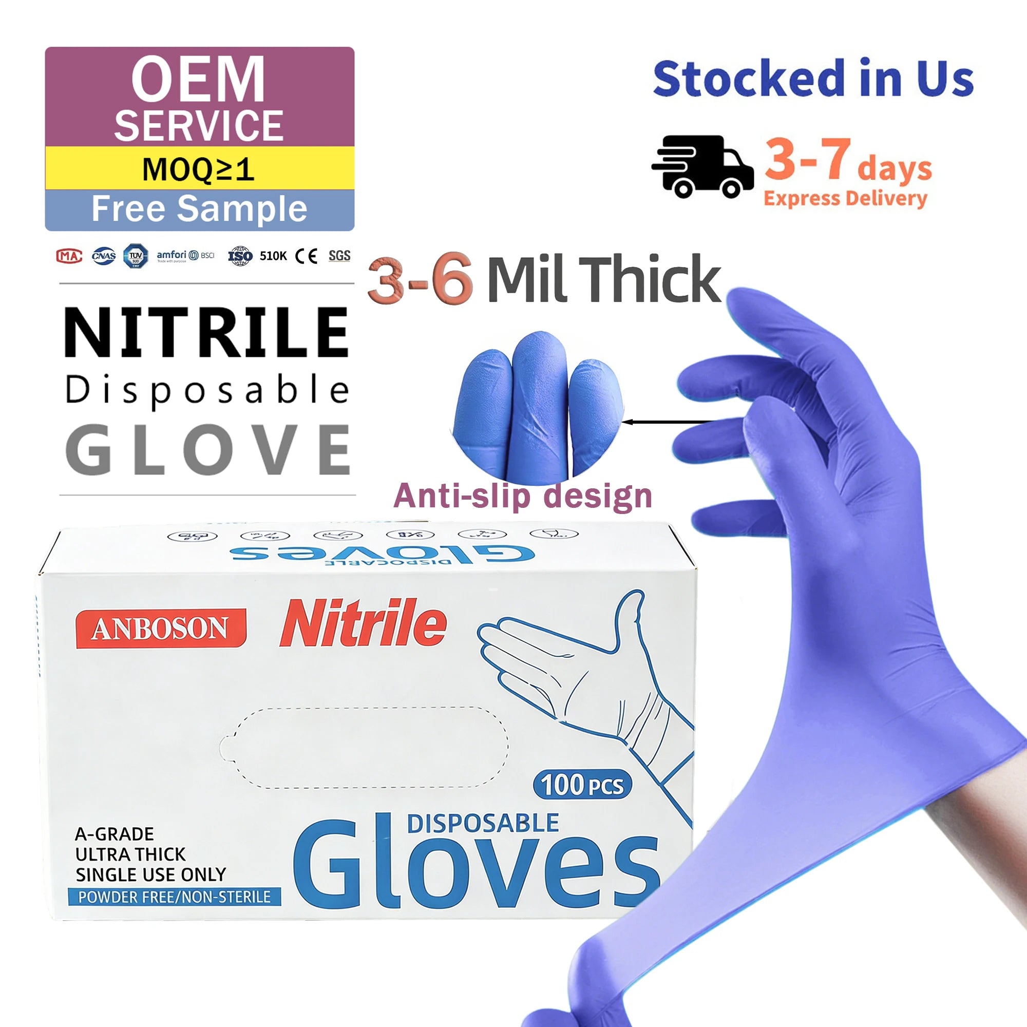 6 Mil Nitrile Gloves AQL 1.5 | 510K/CE Certified | Custom Logo | Bulk