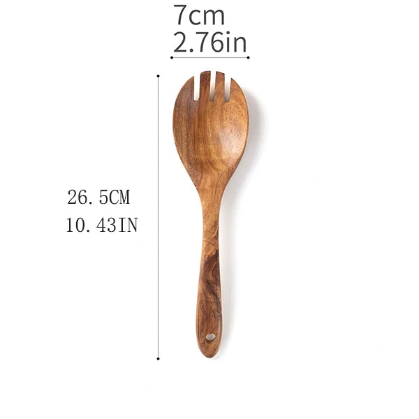Acacia Teak Wood Utensil Set 9-Piece | Non-Stick | 1 MOQ | Custom Logo