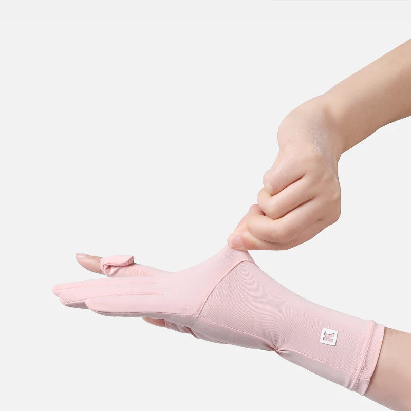 Custom UPF50+ Sun Gloves with Logo | Ice Silk Touch Screen Ladies