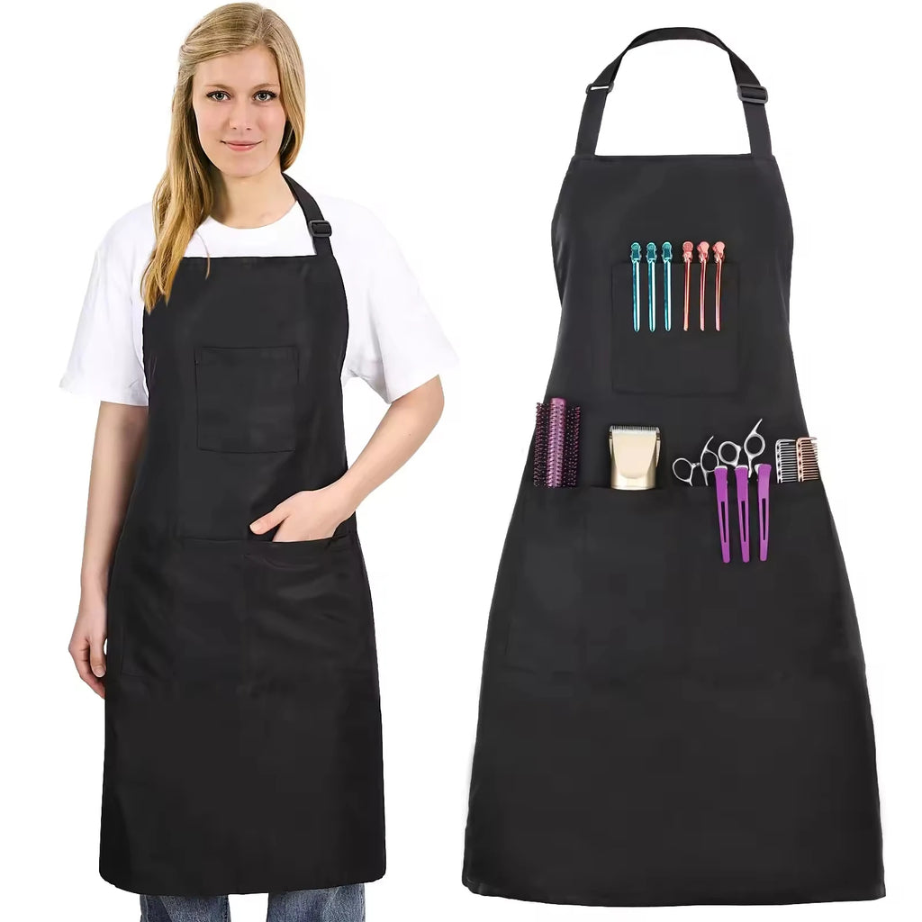 Custom Black Work Apron with Pockets for Baristas, Hair Stylists, Salons, Kitchens, and Creative Studios