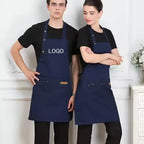 Custom Cotton-Poly Apron 10pcs MOQ | Embroidered/Screen Print/Digital, Adjustable Straps for Chef Barista
