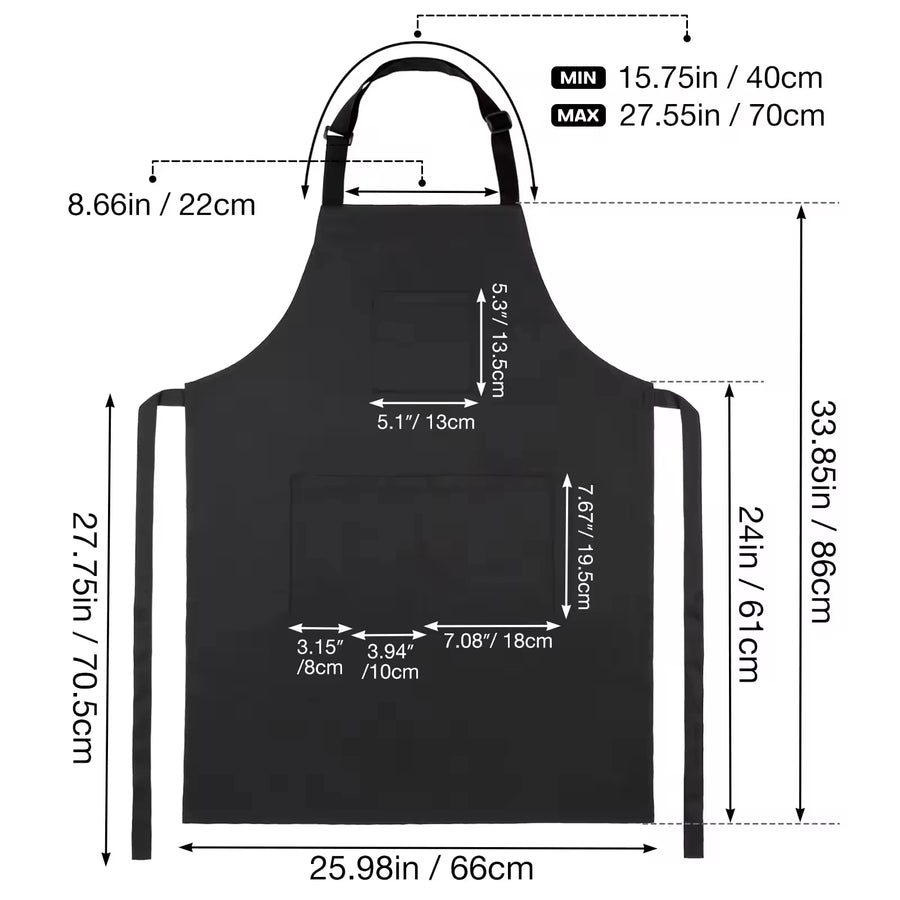 Custom Black Work Apron with Pockets for Baristas, Hair Stylists, Salons, Kitchens, and Creative Studios