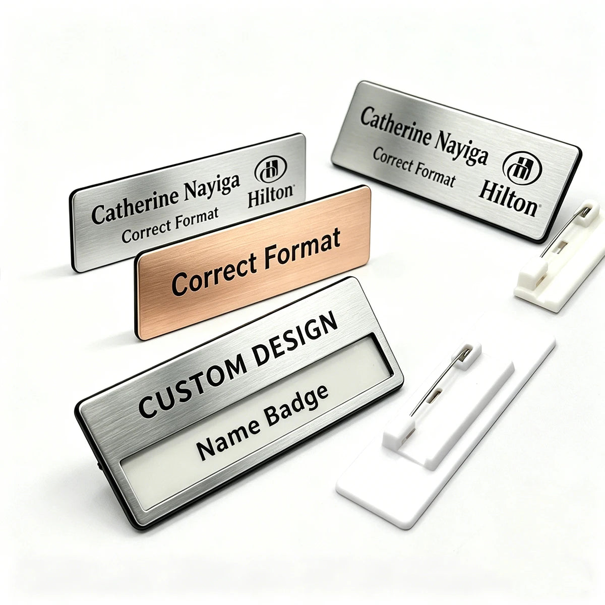 Custom Metal Name Badges with Logo | MOQ 100 | Zinc Alloy
