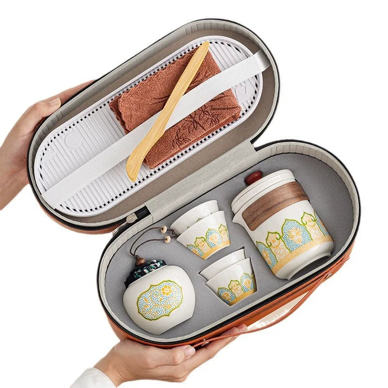 Luxury Tea Gift Set Leather Ceramic | 10 MOQ for VIP Corporate Gifts