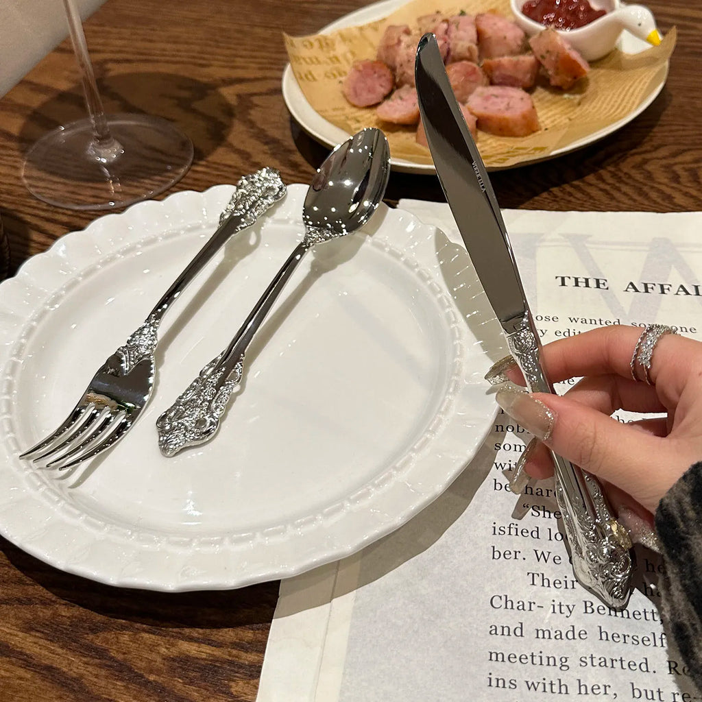 304 Stainless Flatware Sets | Carved European Design