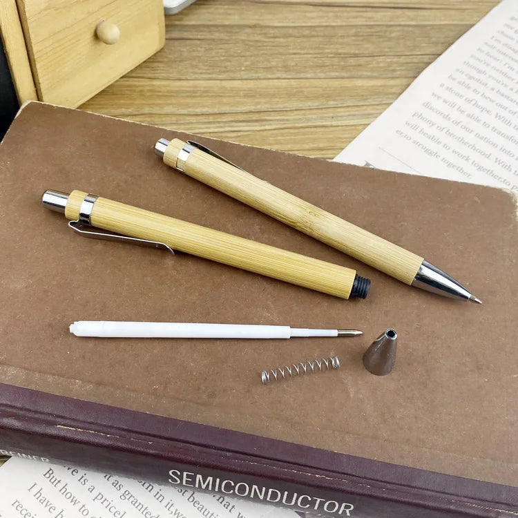 Custom Bamboo Pens with Laser Engraved Logo | Eco-Friendly, 100 MOQ, 1.0mm