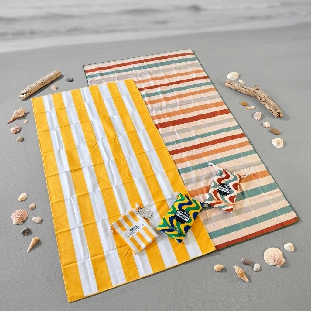 Custom Quick-Dry Beach Towel Set | Sublimation Print | Tote Bag Included | Bulk