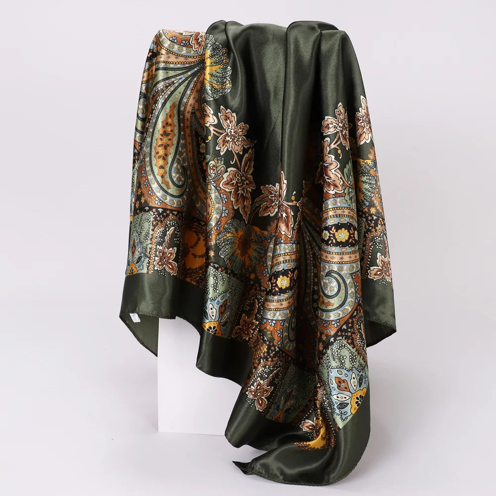 Custom Printed 90cm Square Scarf | 10 Pcs MOQ Wholesale Silk/Polyester Shawl