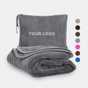 2-in-1 Travel Pillow Blanket | Custom Logo, 100 Pcs MOQ | OEKO-BSCI Certified