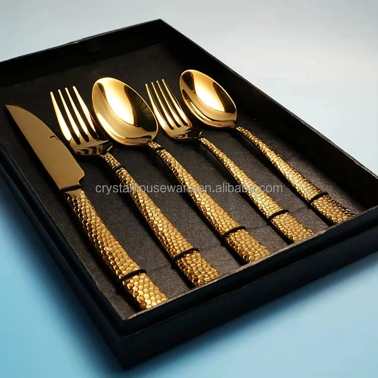 Stainless Steel Flatware Sets | 5-Piece PVD Gold | Wholesale