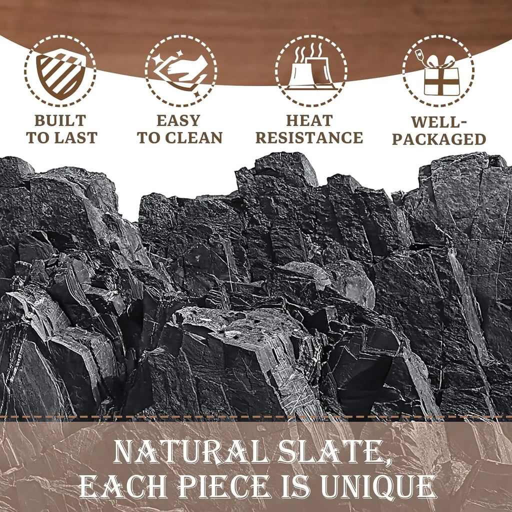 LFGB Certified Slate Coasters 4x4 | Custom Logo | Natural Stone | Bulk