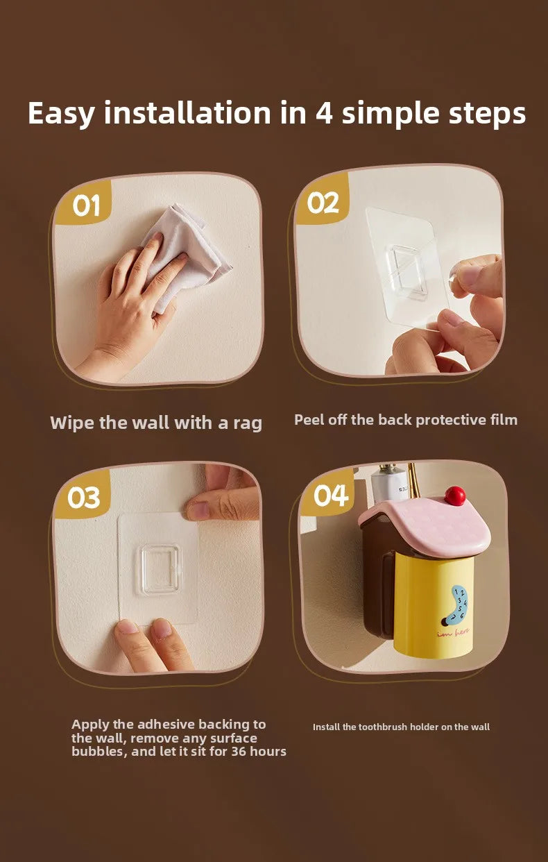 Magnetic Toothbrush Holder | No-Drill Wall Mount | ABS PP Plastic