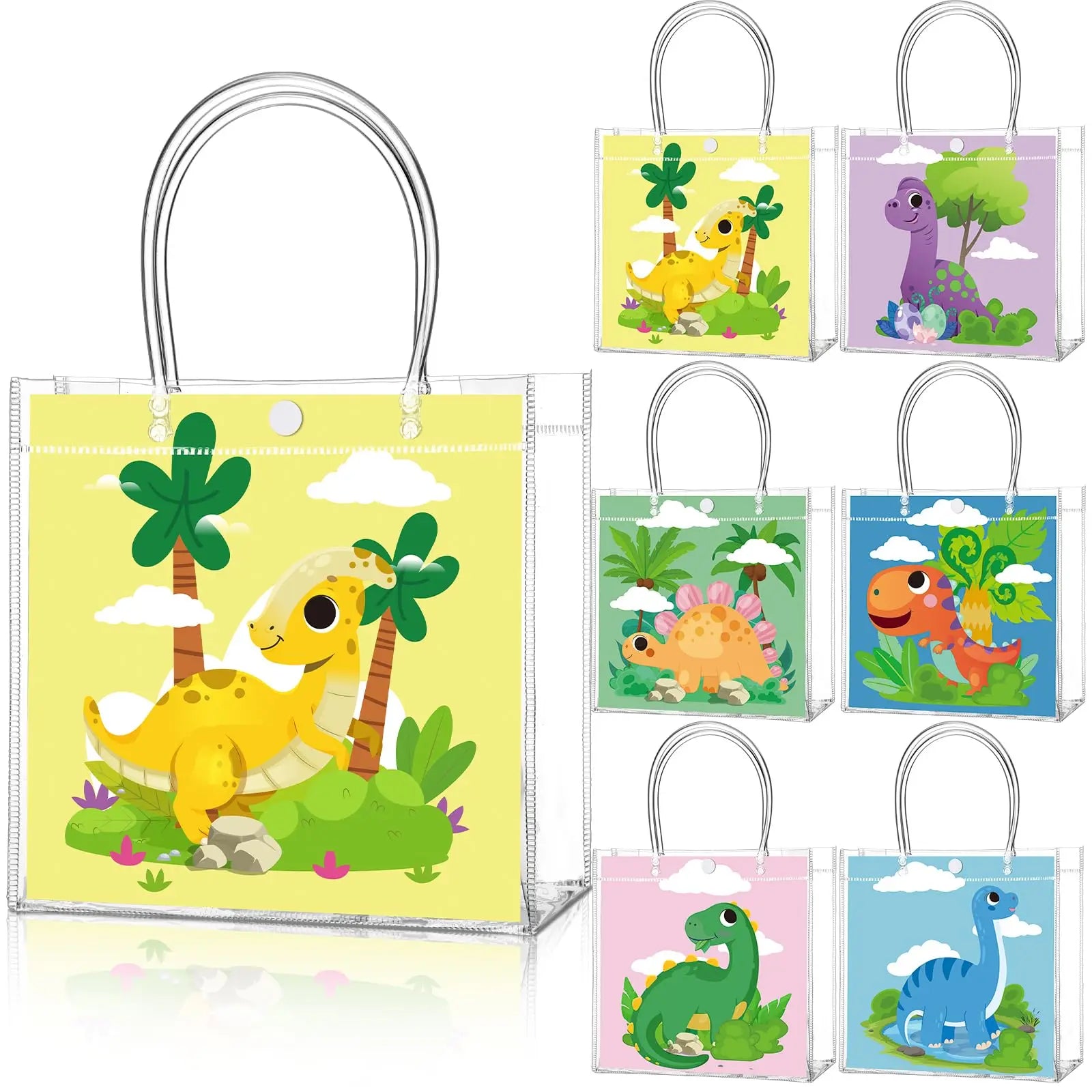 Custom Clear PVC Gift Bags: Button Closure, Full Color Print, Super Clear & Reusable
