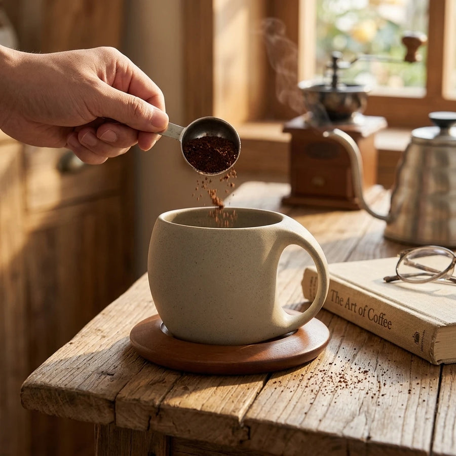 Nordic Ceramic Latte Cup with Wood Tray | 200-240ml | 48 MOQ
