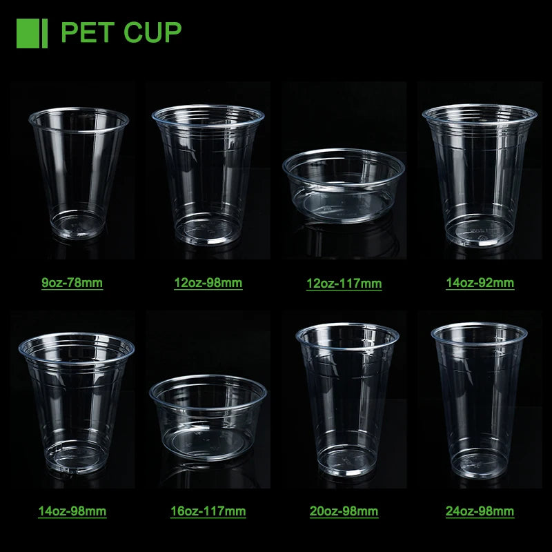 Custom PLA Biodegradable Cold Drink Cups 12-32oz | 100% Compostable BPA-Free