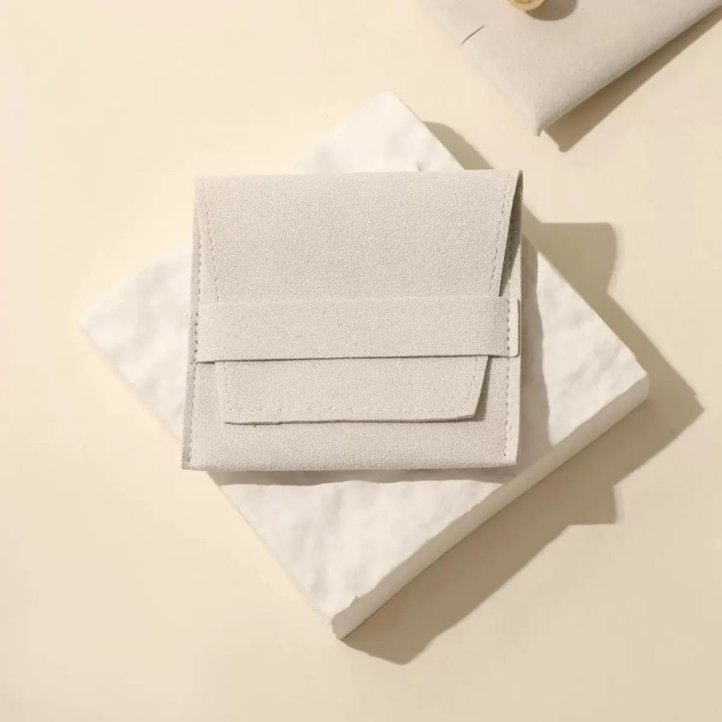 Custom Microfiber Suede Jewelry Pouch Wholesale | 50 MOQ Button Closure