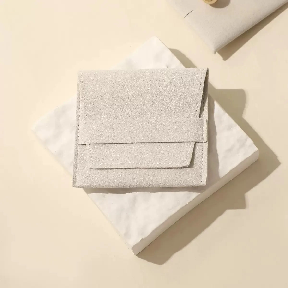 Custom Microfiber Suede Jewelry Pouch Wholesale | 50 MOQ Button Closure