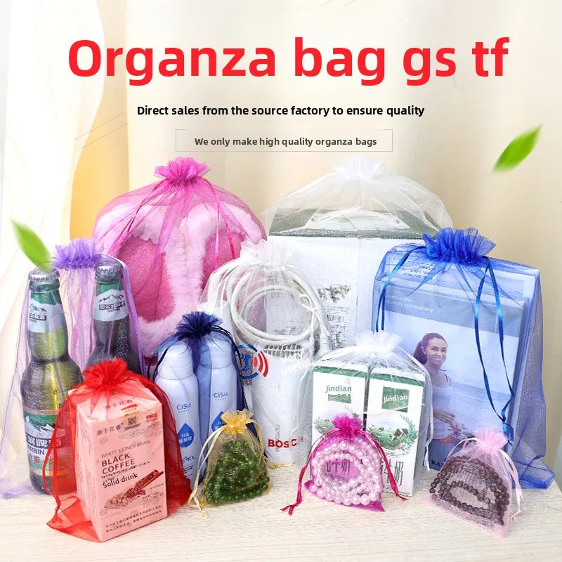 Transparent Organza Pouches Wholesale | 0.001kg Gift Bags Jewelry Packaging