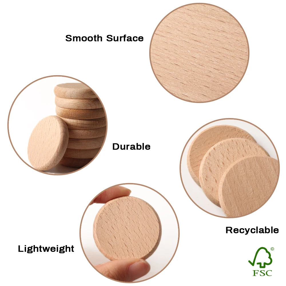 Custom Wooden Tokens with Logo | Beechwood Engraved | 50 MOQ