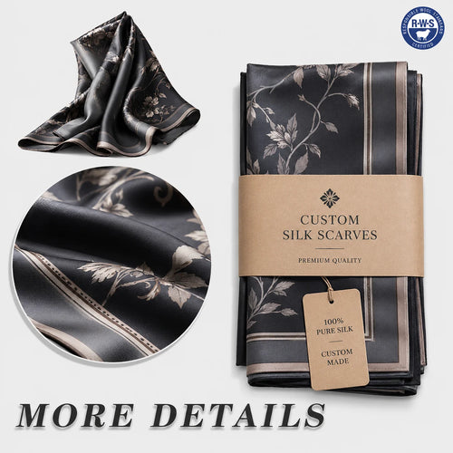 Custom 18 Momme Mulberry Silk Scarf with Digital Print Logo | Bulk Corporate Gifts & Retail Accessories
