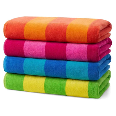 Custom 100% Cotton Striped Beach Towel for Travel, Yoga, Bath, Pool, and Resort Use